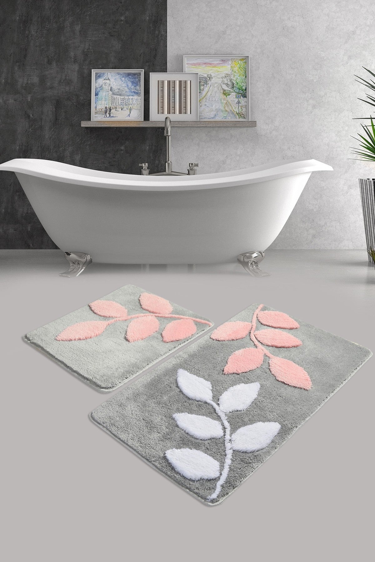 Acrylic Bathmat Set (2 Pieces) Innovia - Grey Multicolor 359CHL2298 1