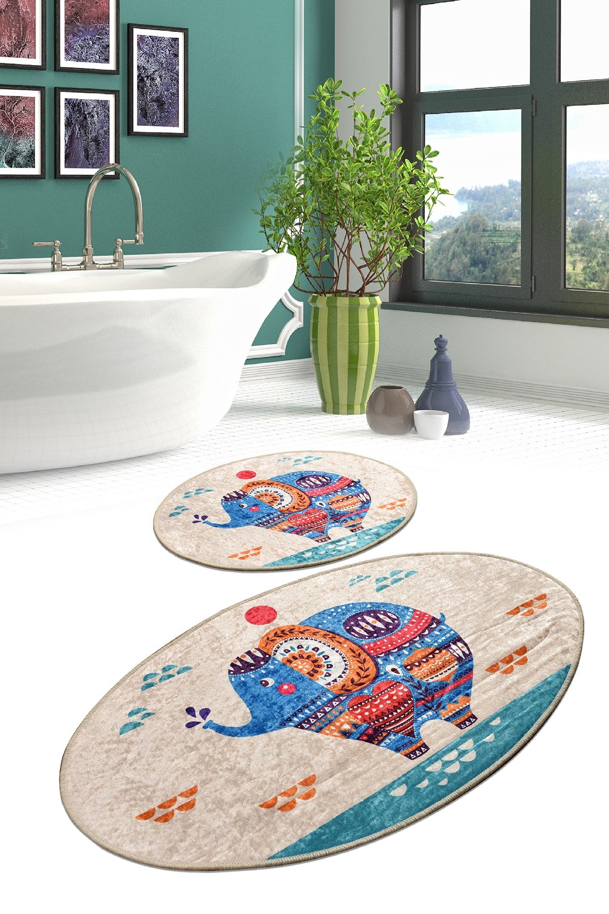 Bathmat Set (2 Pieces) Etnic Multicolor 359CHL2395 1