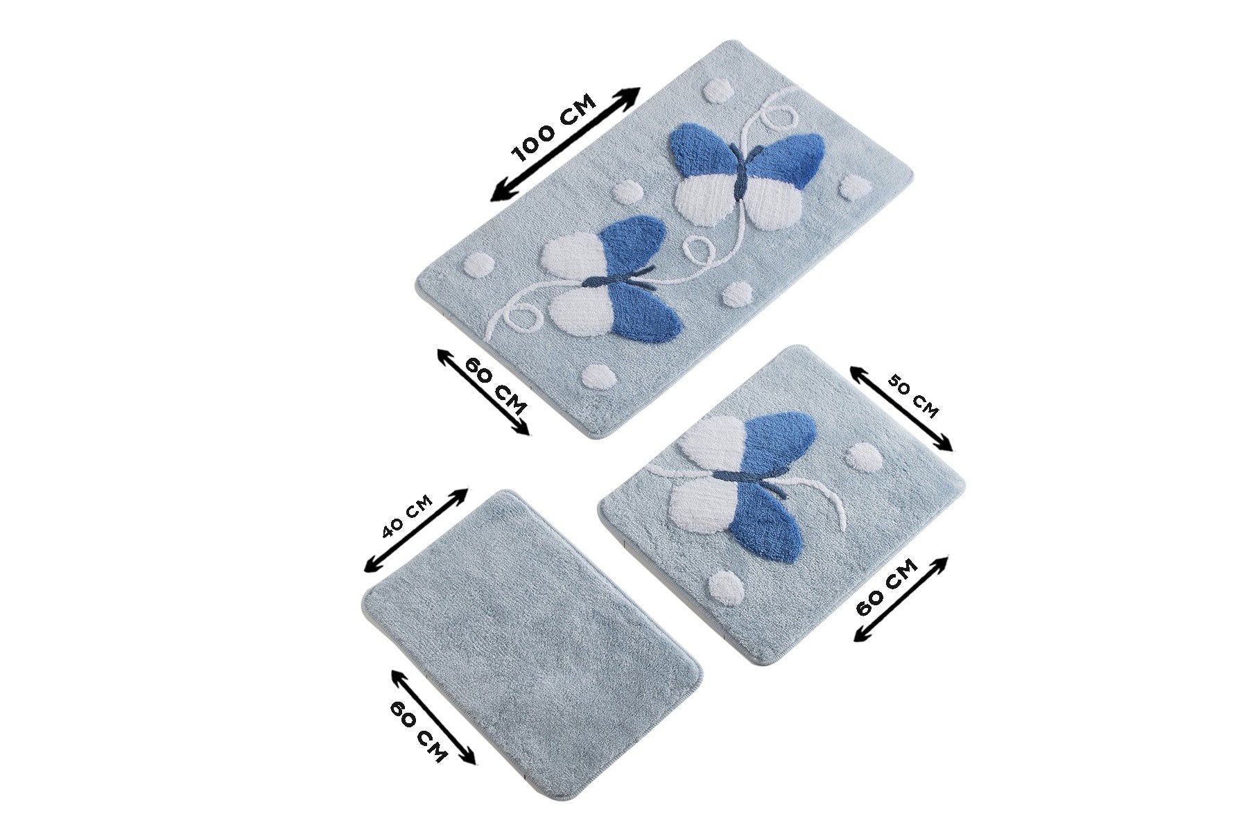 Acrylic Bathmat Set (3 Pieces) Mari - Blue Multicolor 359CHL3119 4