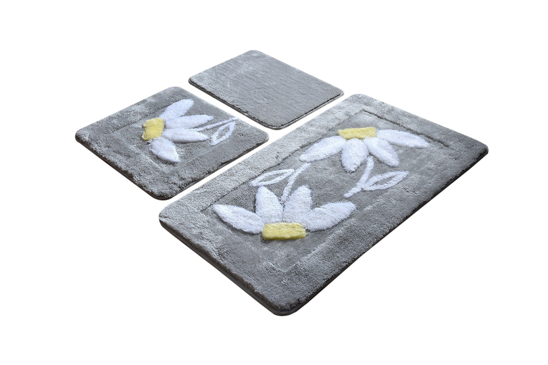 Acrylic Bathmat Set (3 Pieces) Daisy - Grey Multicolor 359CHL3143 2