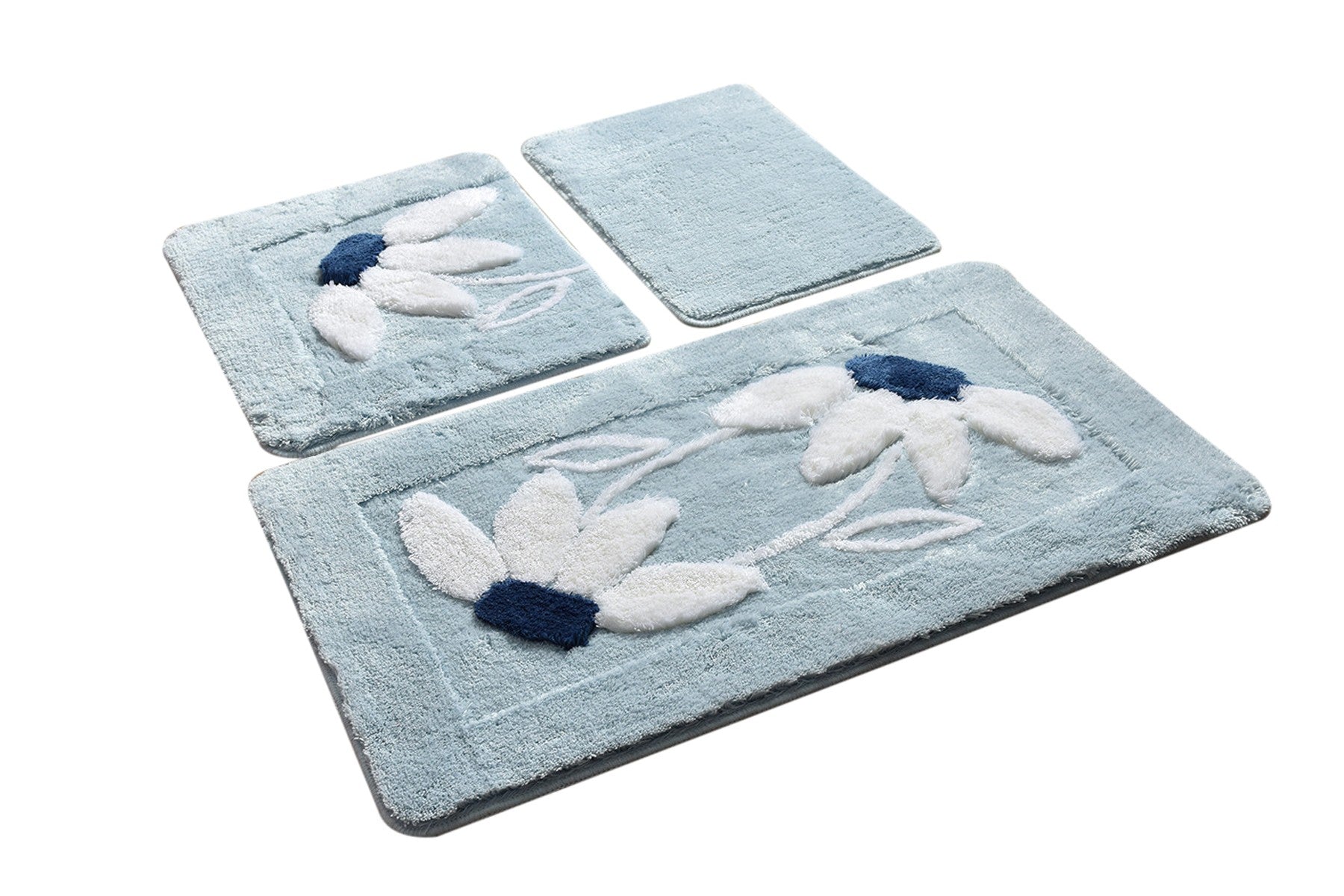 Acrylic Bathmat Set (3 Pieces) Daisy - Blue Multicolor 359CHL3144 2