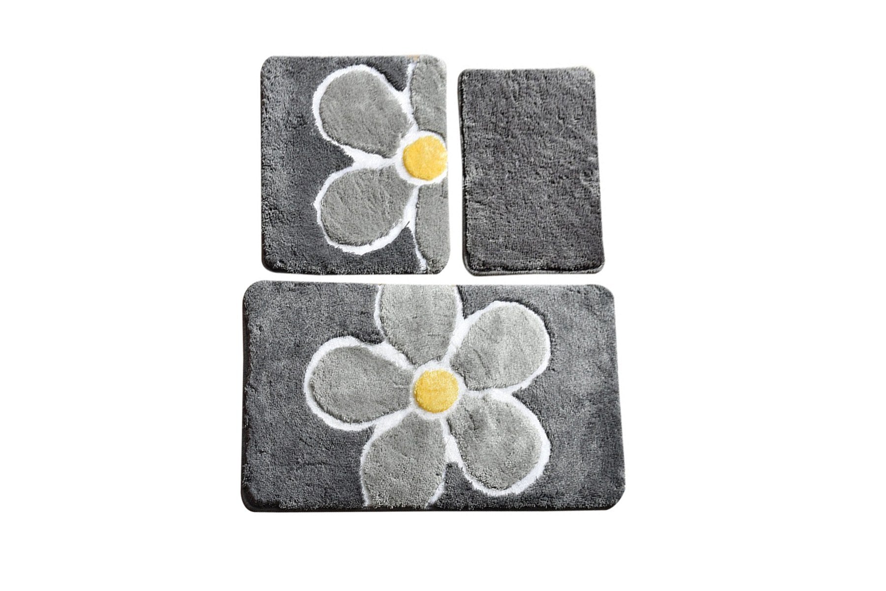 Acrylic Bathmat Set (3 Pieces) Flower - Grey Multicolor 359CHL3161 5