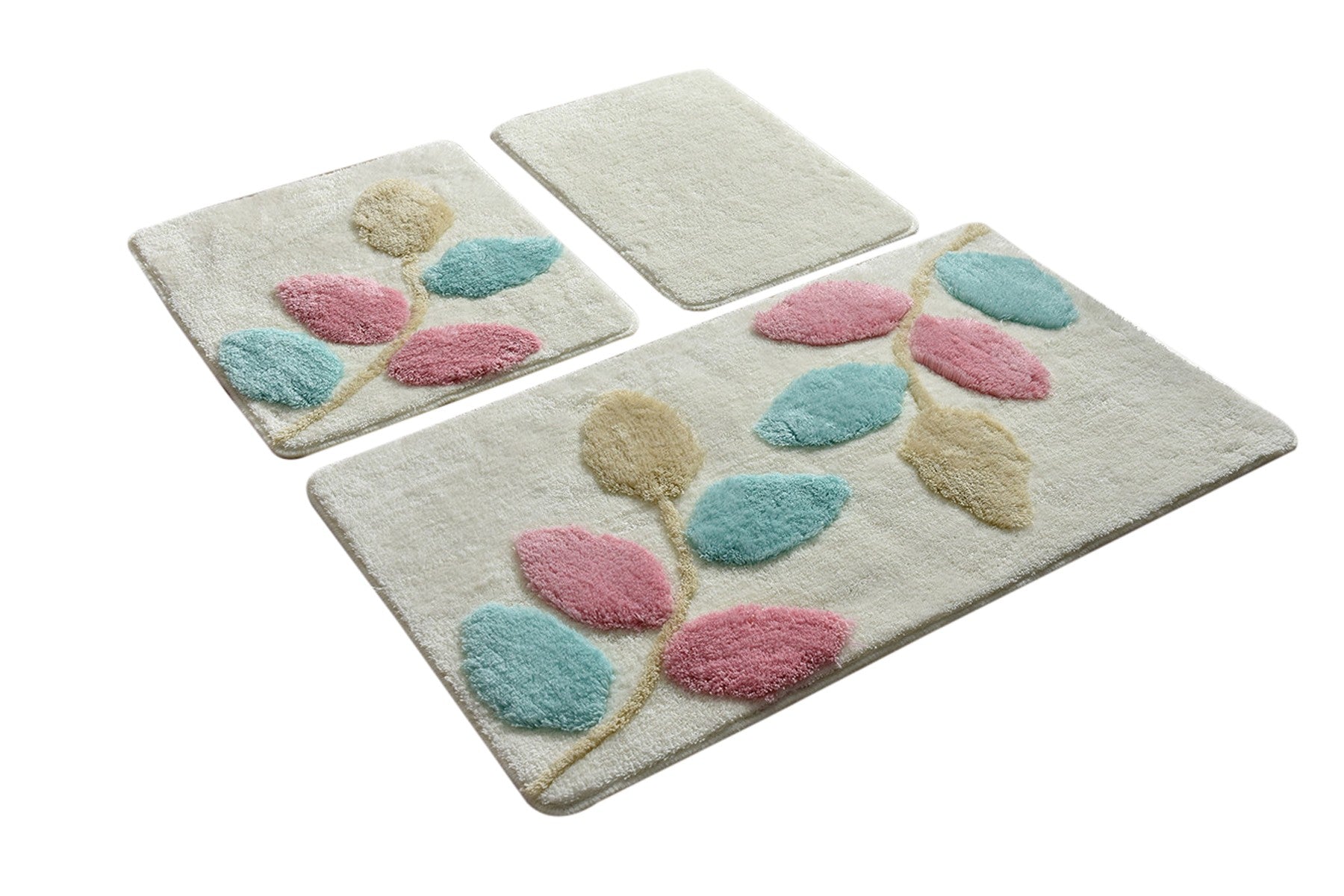 Acrylic Bathmat Set (3 Pieces) Innovia - Ecru Multicolor 359CHL3192 2