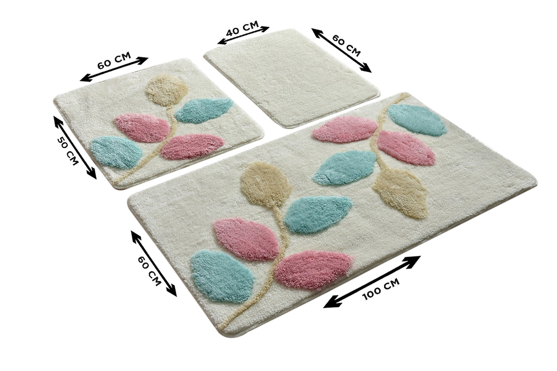 Acrylic Bathmat Set (3 Pieces) Innovia - Ecru Multicolor 359CHL3192 3