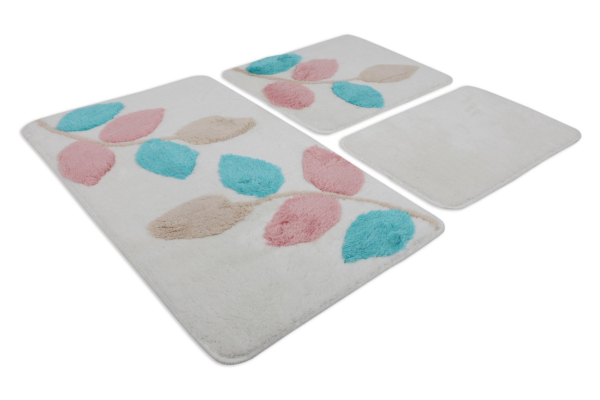 Acrylic Bathmat Set (3 Pieces) Innovia - Ecru Multicolor 359CHL3192 4