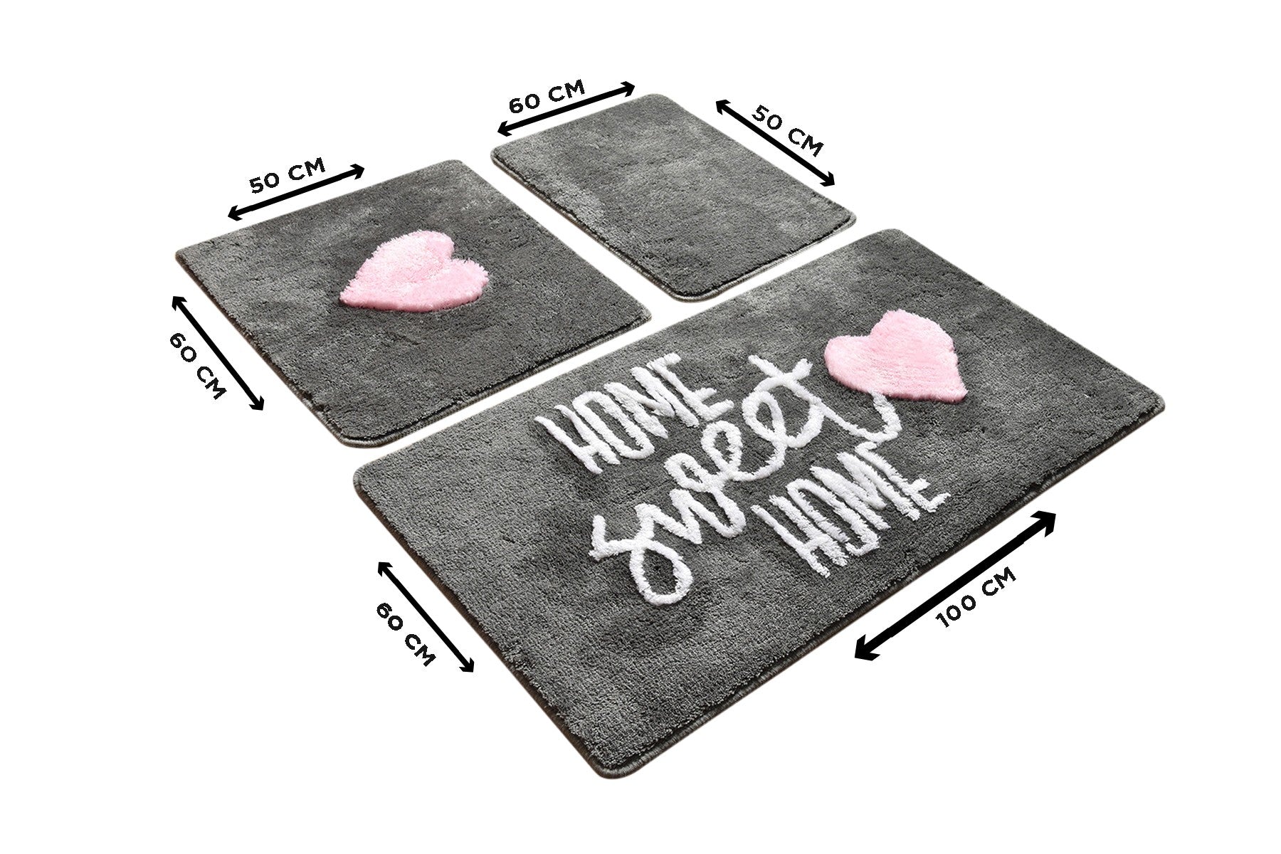 Acrylic Bathmat Set (3 Pieces) Home Sweet Home - Fume Multicolor 359CHL3214 3