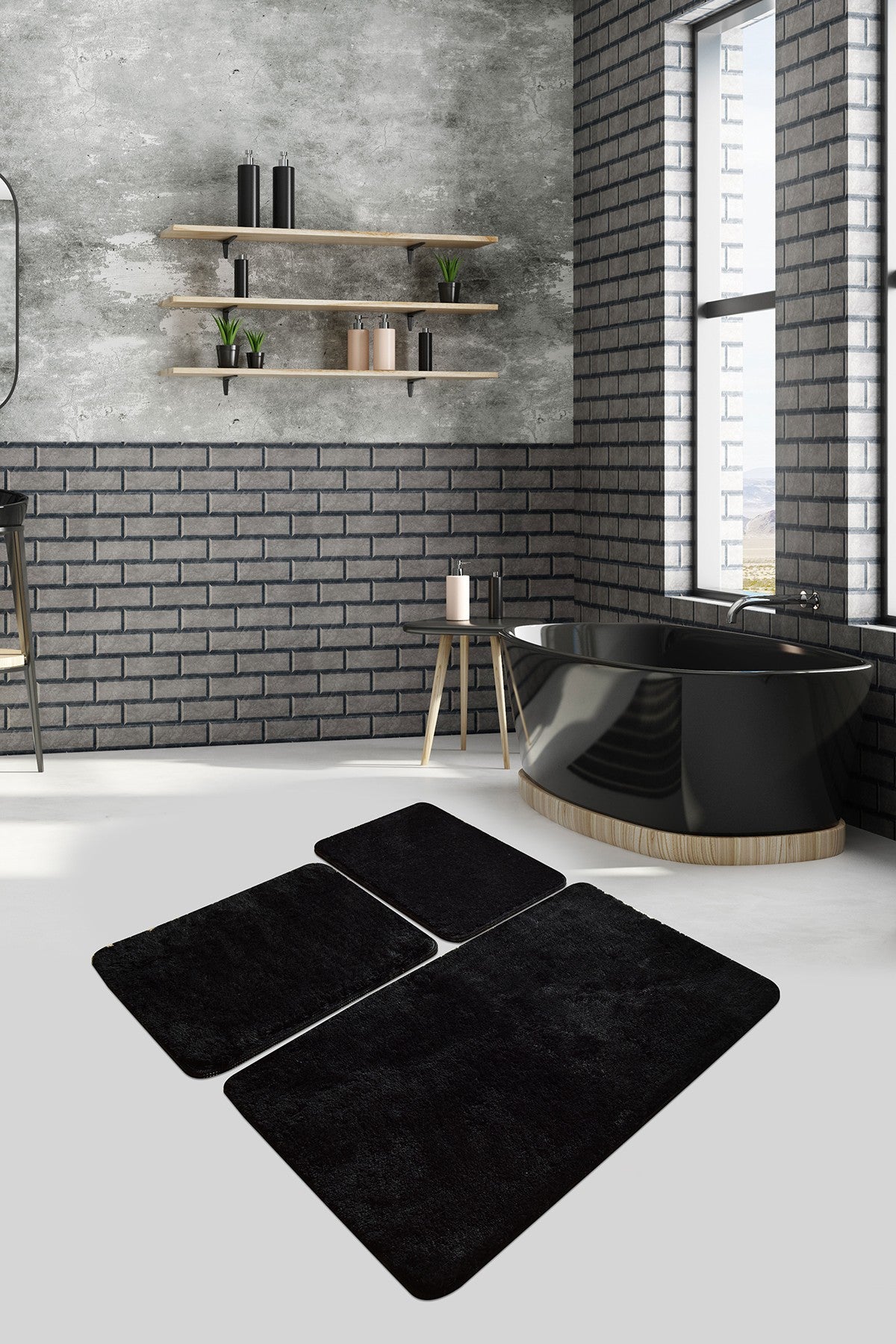 Acrylic Bathmat Set (3 Pieces) Havai - Black Black 359CHL3224 1