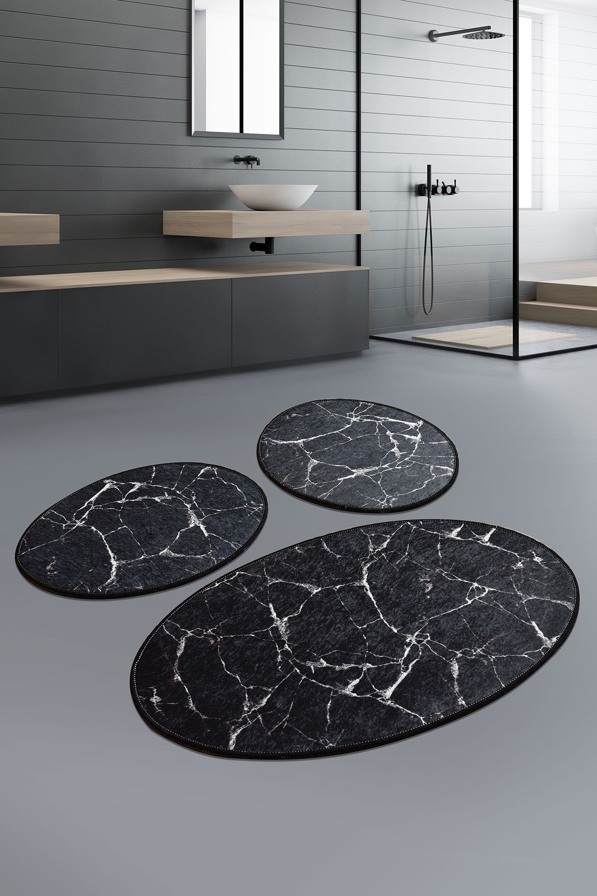 Bathmat Set (3 Pieces) Marble - Black Black
White 359CHL3242 1