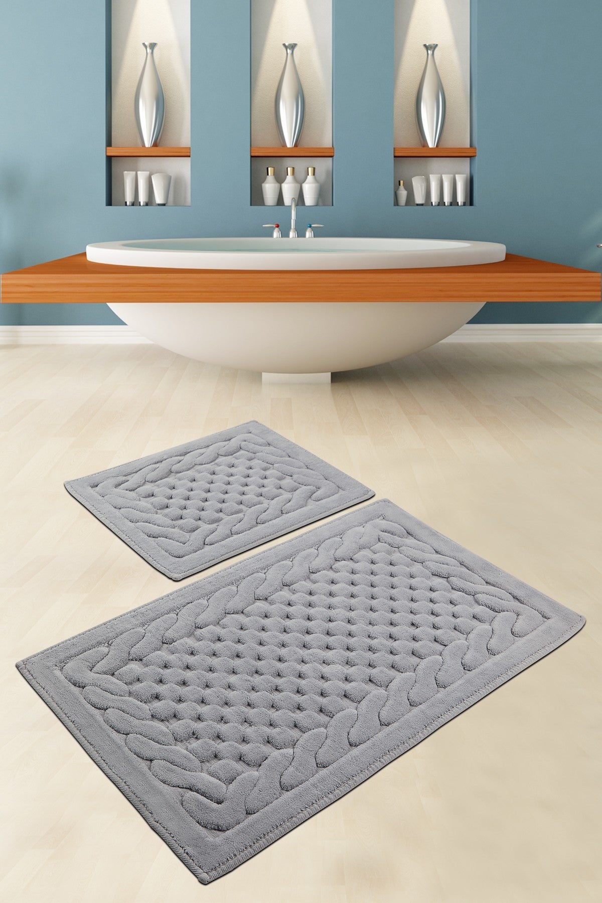 Bathmat Set (2 Pieces) Bambi Cotton - Grey Grey 359CHL4317 2