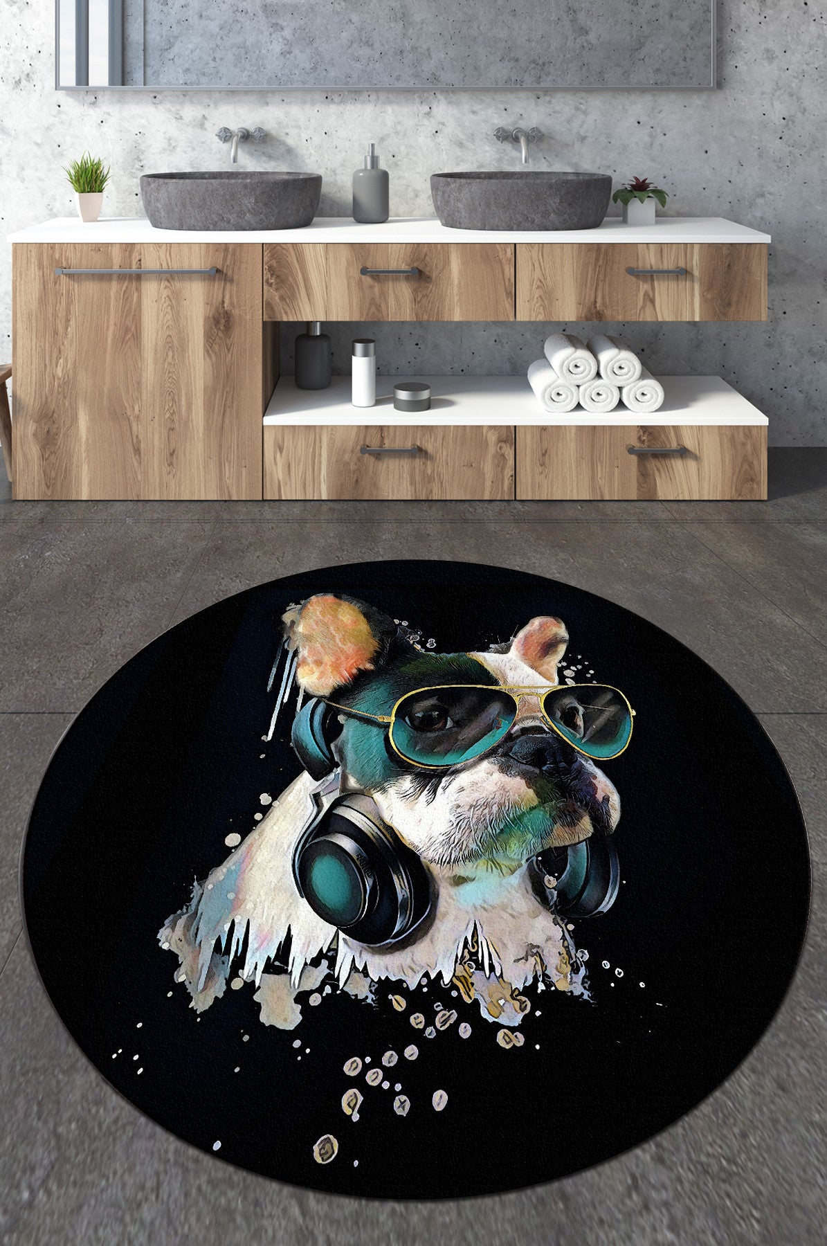 Bathmat Glasses Dog Circle Djt 80 Multicolor 359CHL4583 1