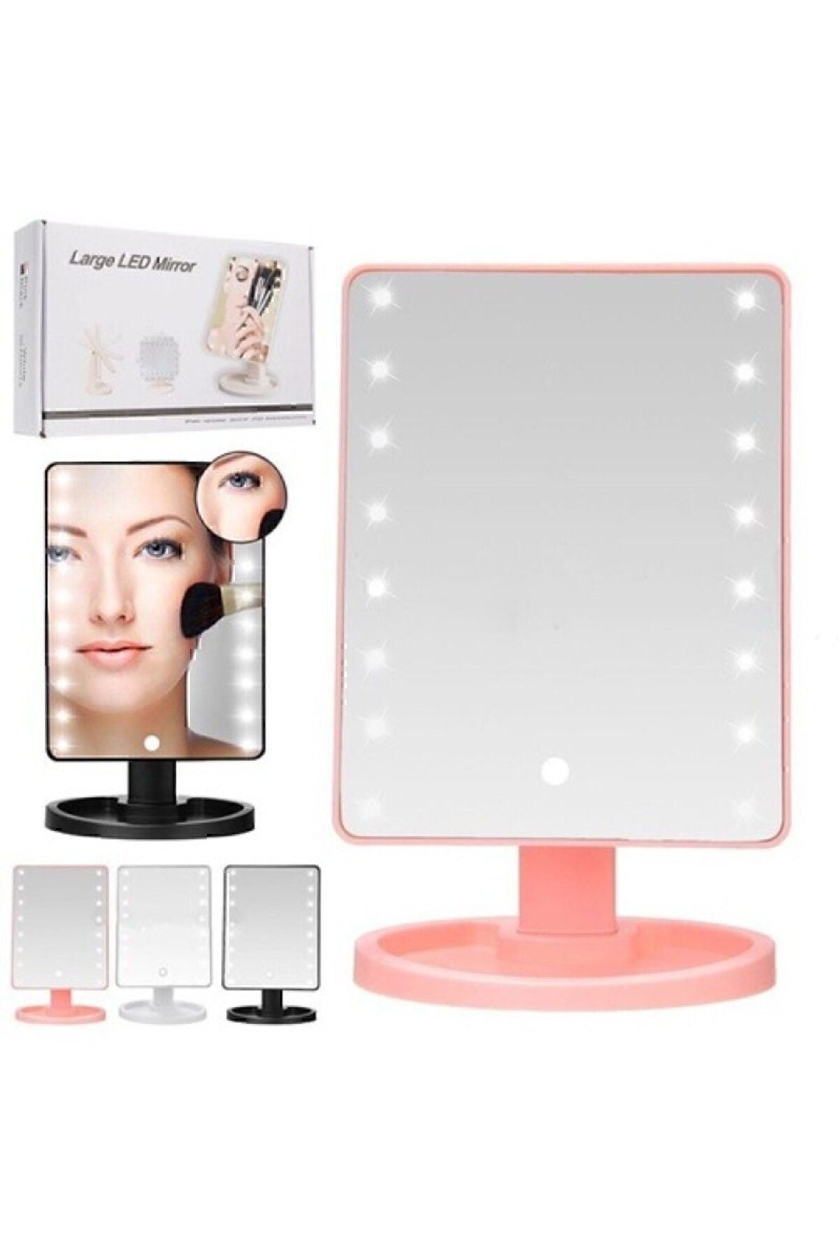 Urban Mood LED Lighted Makeup Mirror Black, White, and Pink 2