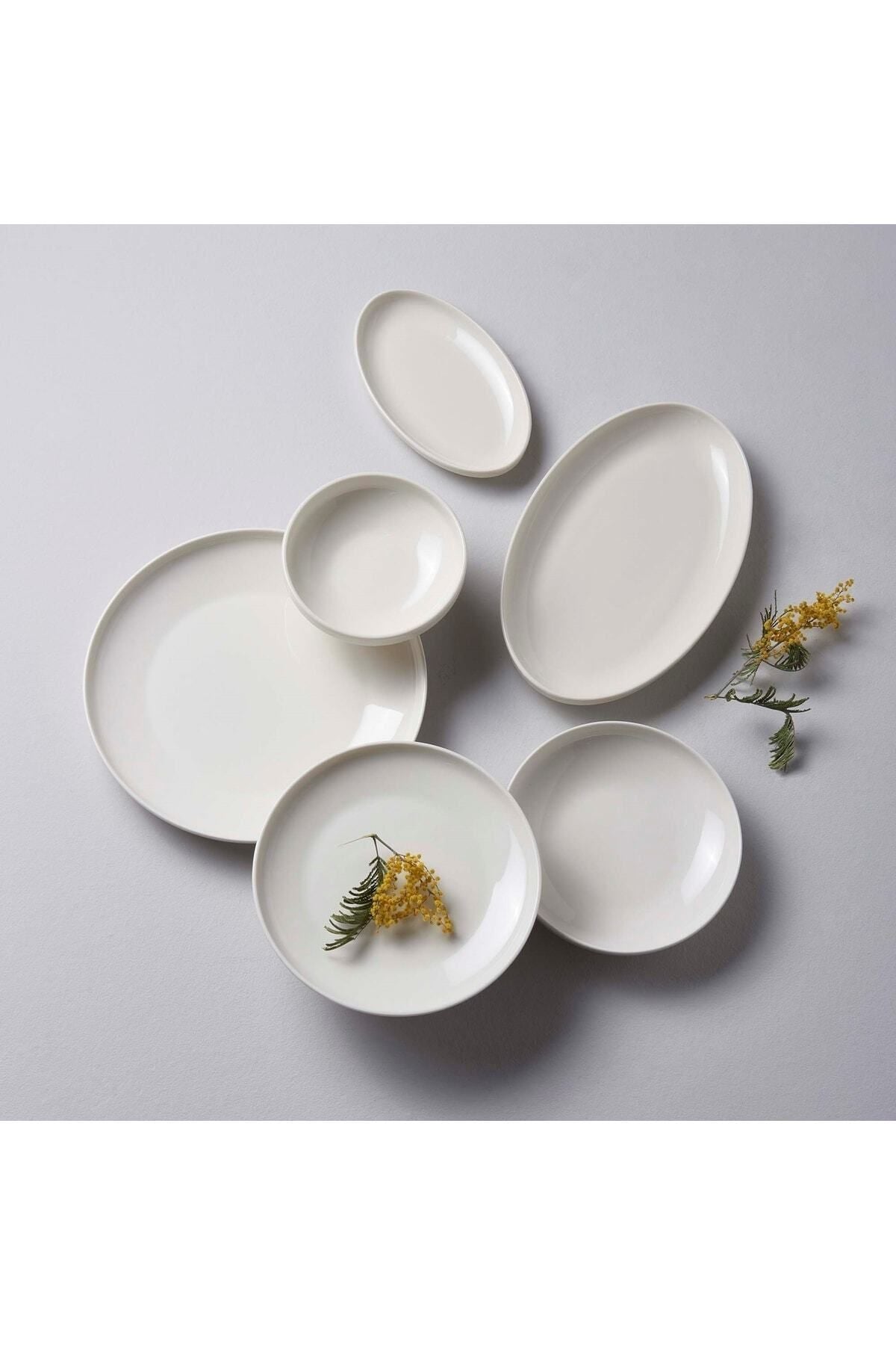 Porselenden Modern 24 Piece 6 Person Daily Cream Porcelain Dinner Set 2