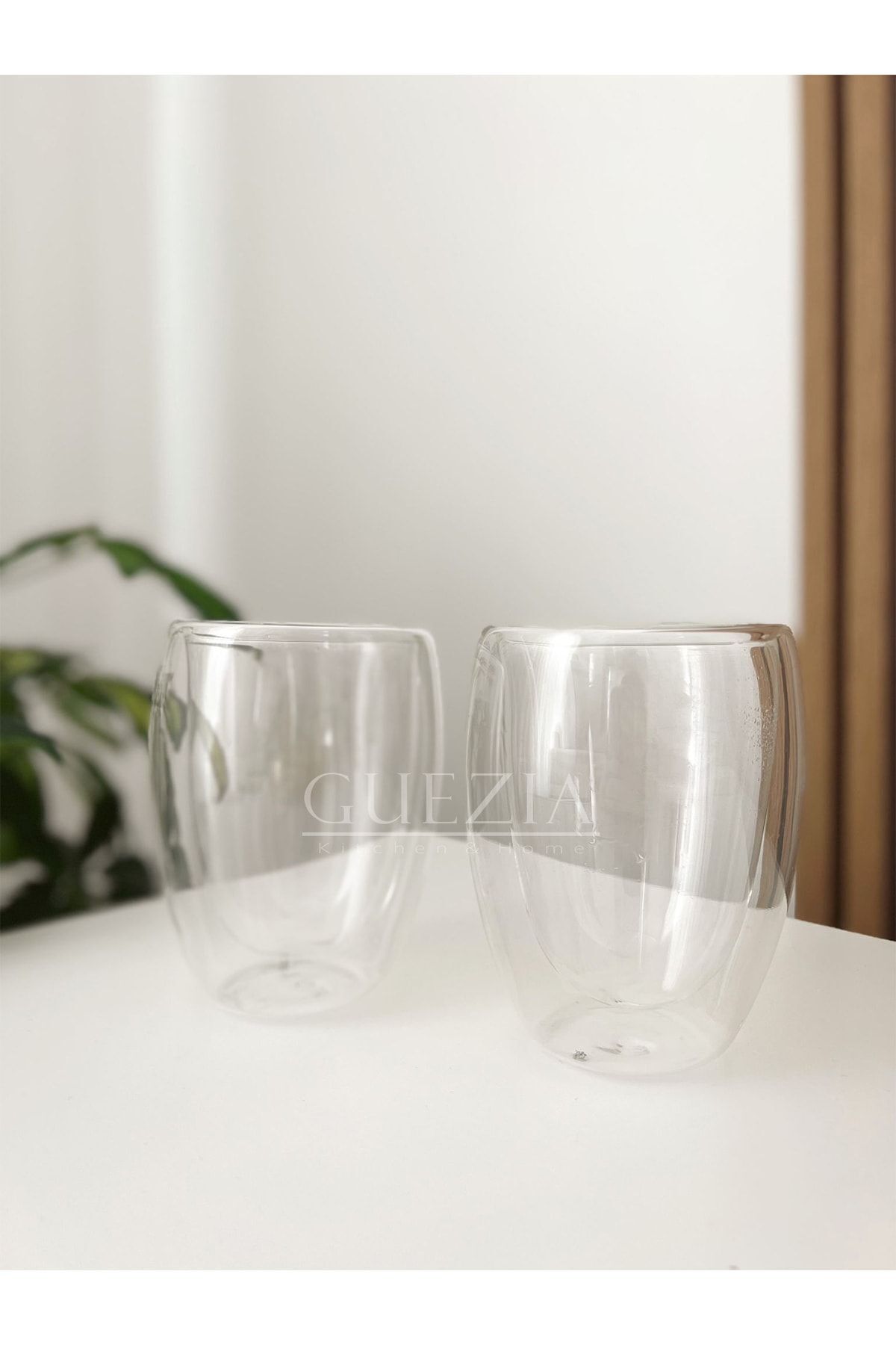 GUEZIA Heat Resistant Double Walled Glass Cup | Set of 2 | 300 ml 7