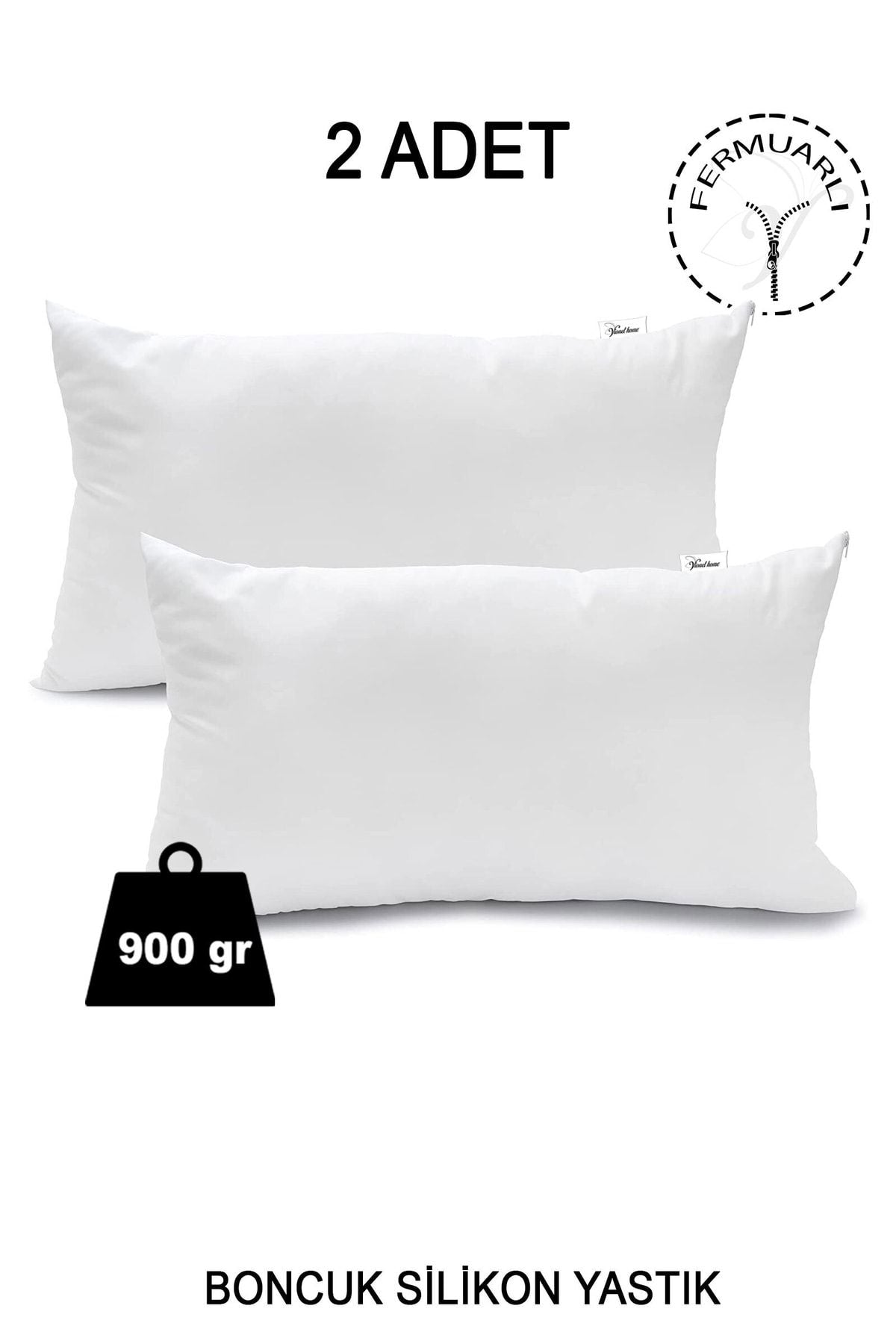 Vionel Home 2 Piece Zippered Anti-Allergic Pillow, Bead Silicon, Cotton Cover, 900gr 1