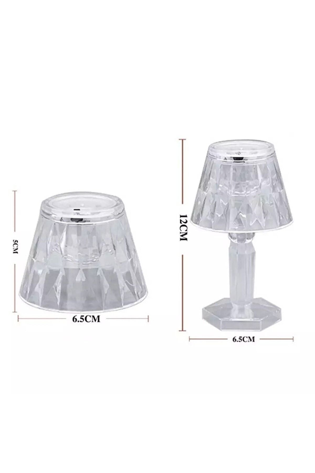 Zemtigo Small Crystal Diamond LED Table Lamp Battery Operated Projection Mini Transparent Lampshade 12 cm 8