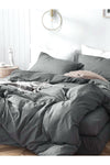 CAQQA Dark Gray Double Fitted Sheet Cotton Duvet Set 1