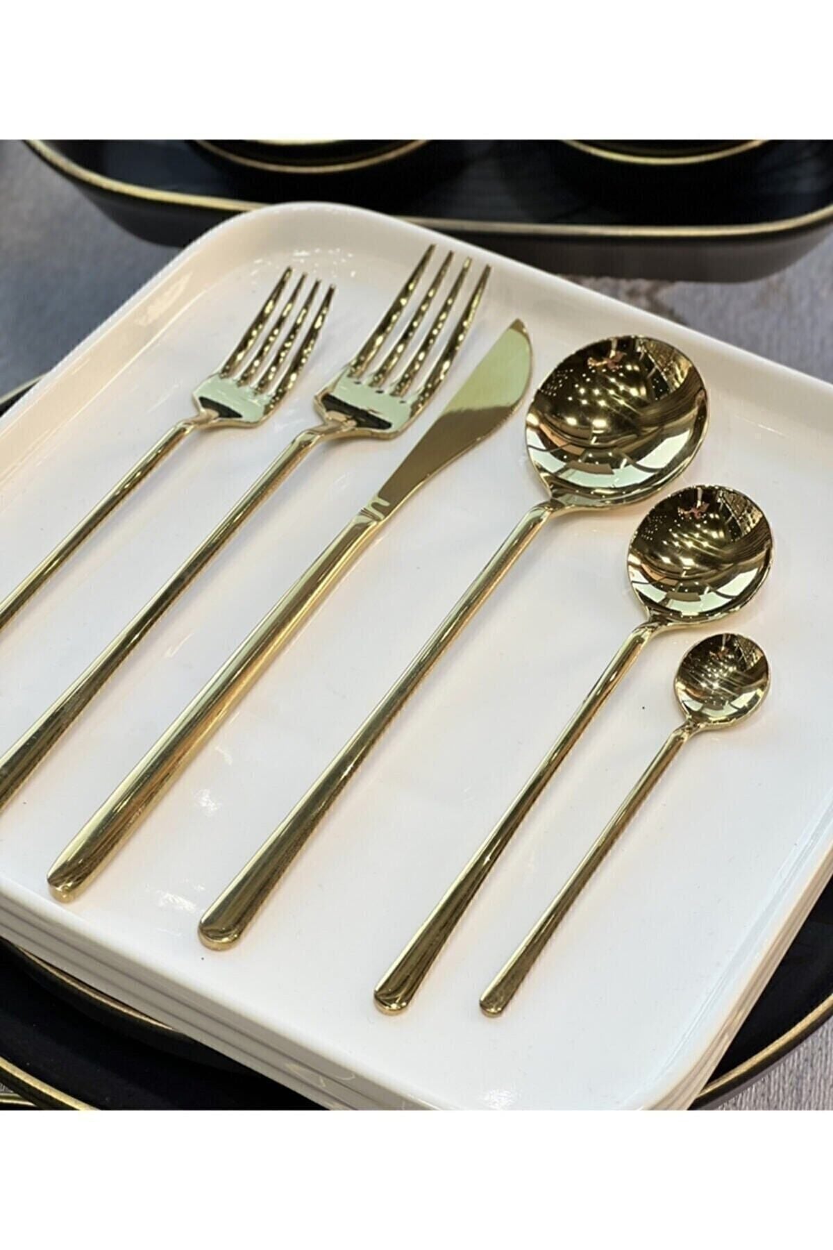 AROW 36-Piece Noble Cutlery Set Gold 1