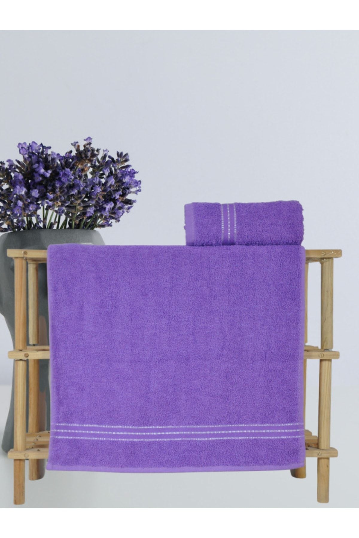 Şelale Can 2-Piece Extra Soft, Water Absorbent 50x85 Purple Hand/Face/Head Towel Set 300 Grams 2