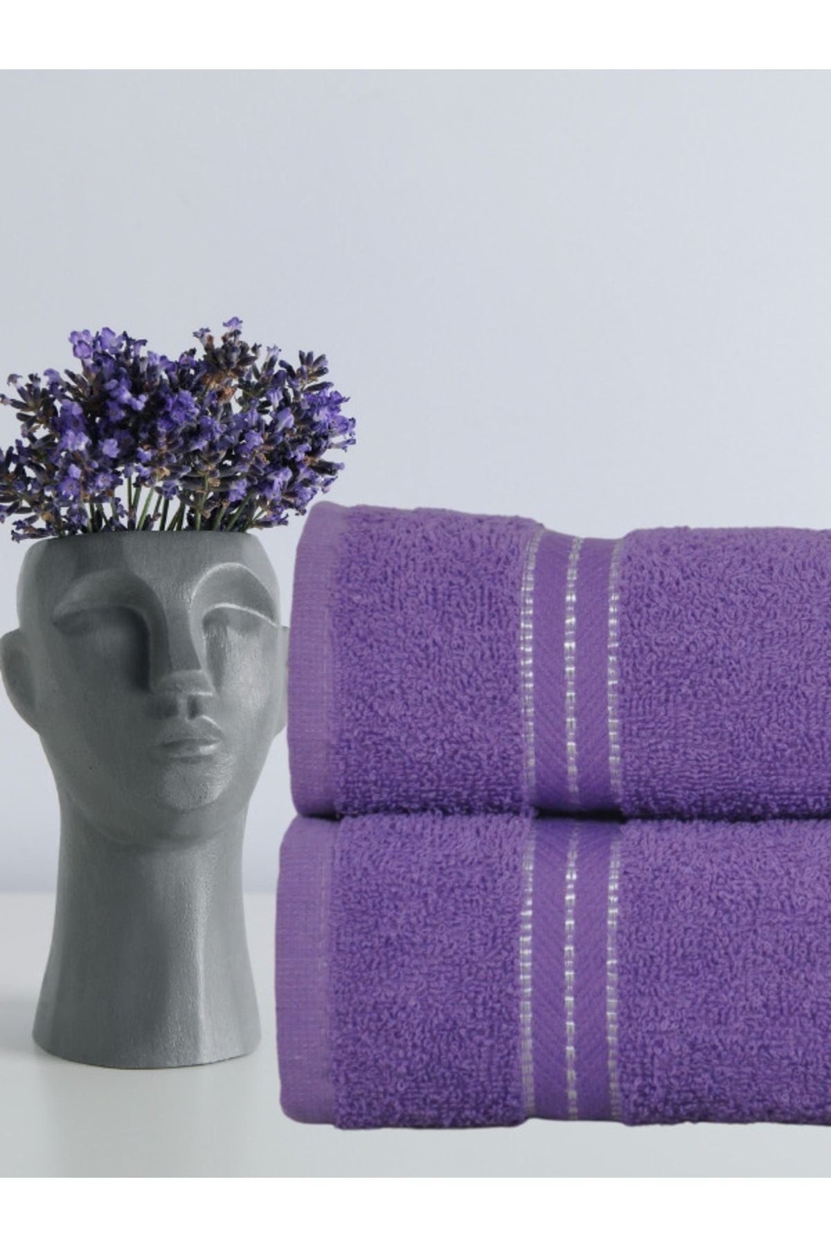 Şelale Can 2-Piece Extra Soft, Water Absorbent 50x85 Purple Hand/Face/Head Towel Set 300 Grams 3