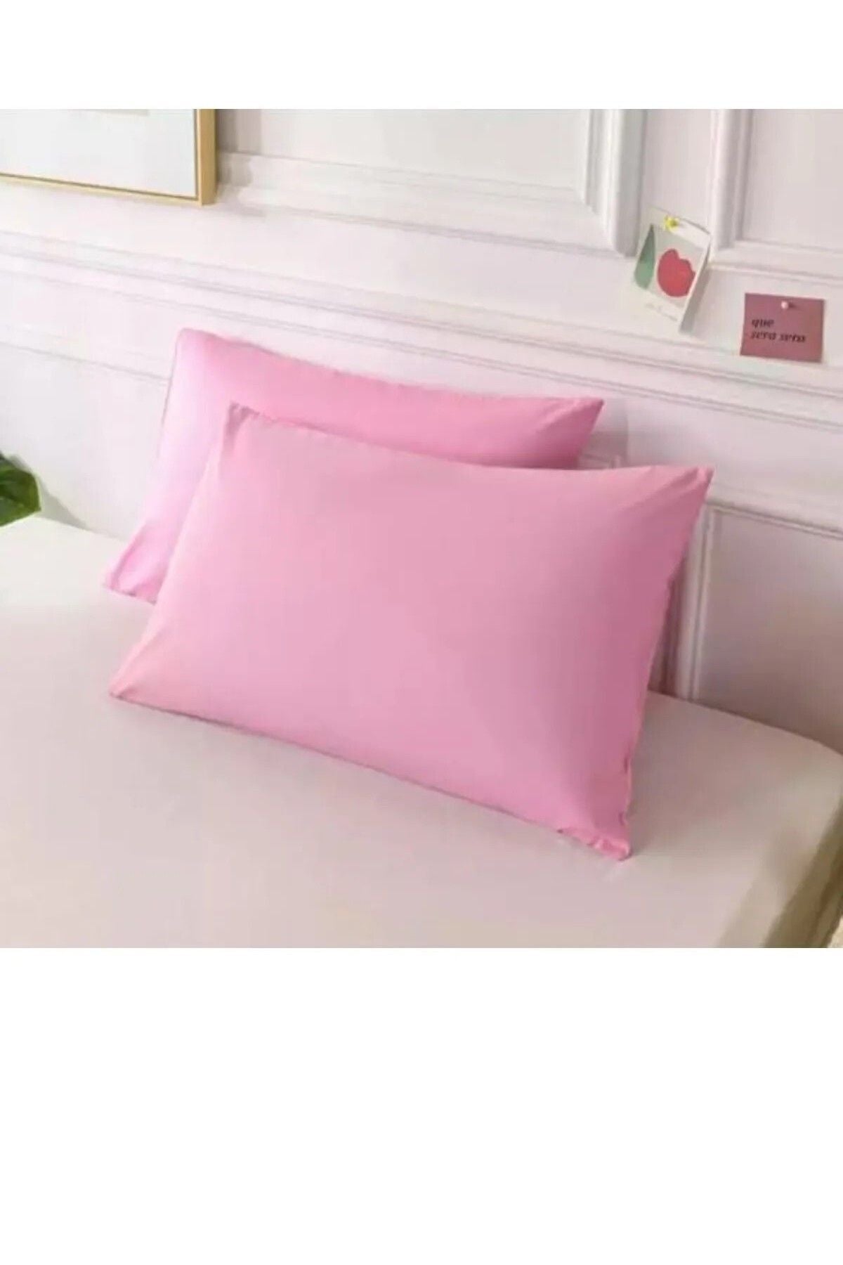 MODELHOME Pink Cotton Fabric Covered Pillowcase (2 Pieces) 50 x 70 cm 3