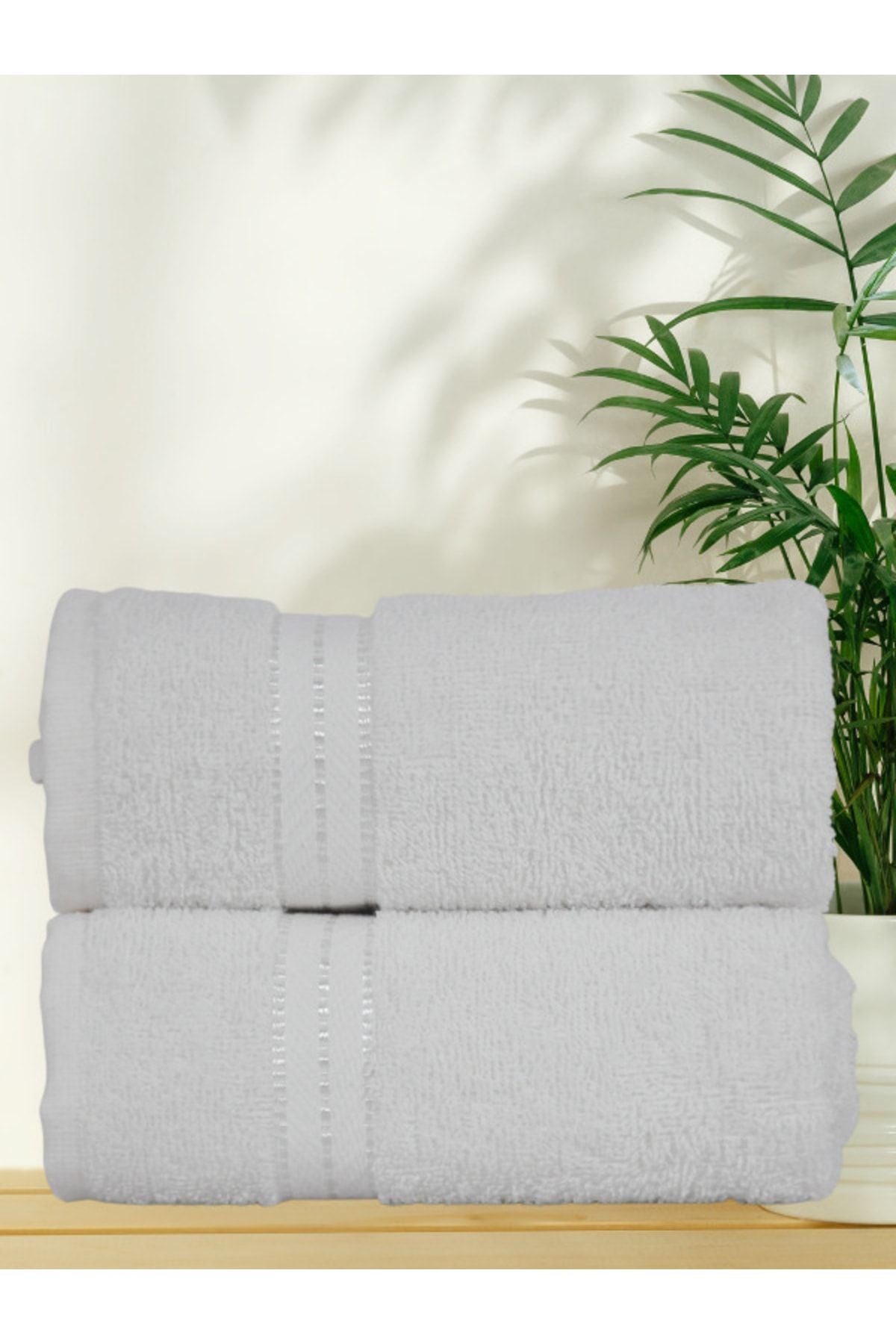 Şelale Can 2-Piece Extra Soft, Water Absorbent 50x85 White Hand/Face/Head Towel Set 300 grams 3