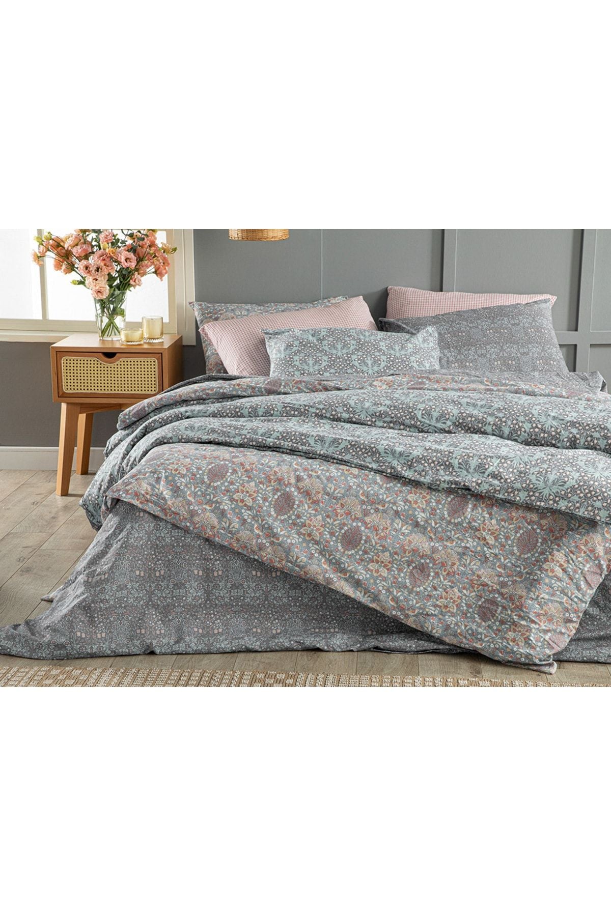 English Home Honeysuckle Easy Iron Double Duvet Cover Set 200x220 Cm Blue 4