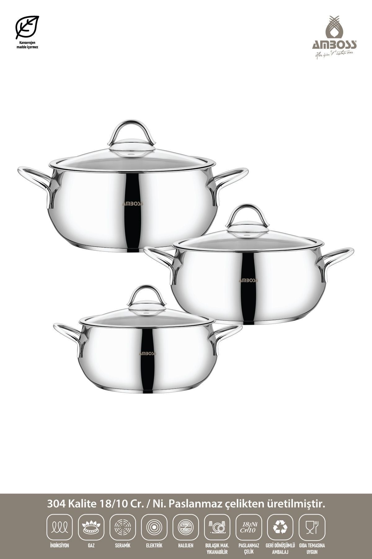 Amboss Stone 6 Piece Mini Deep Stainless Steel Induction Base Cookware Set 5