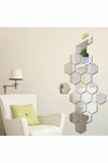 Hediyesepetin Honeycomb Silver Decorative Hexagon 12x Acrylic Mirror 7.5x8.5cm Entrance Wall Plexi with Adhesive Tape 1