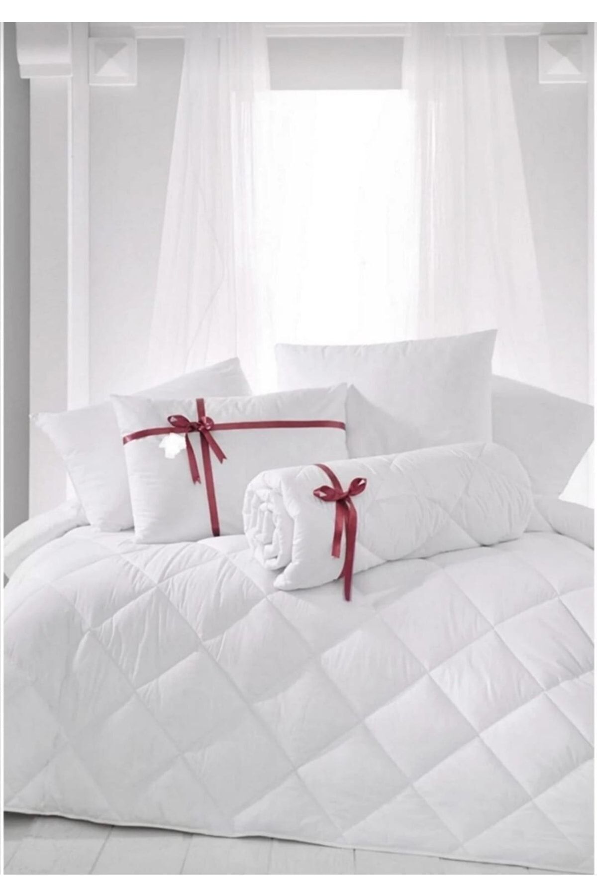 AYHOME Double Bed Duvet Pillow Set 2 Pieces Pillow Silicone Duvet White Microfiber Antiallergic 1