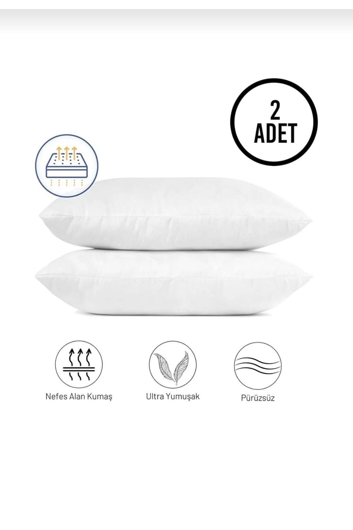 AYHOME Double Bed Duvet Pillow Set 2 Pieces Pillow Silicone Duvet White Microfiber Antiallergic 6