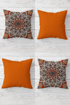 On The Clouds Ethnic Patterned Orange Hidden Zipper Cushion Cover Set (4 Pieces) 1