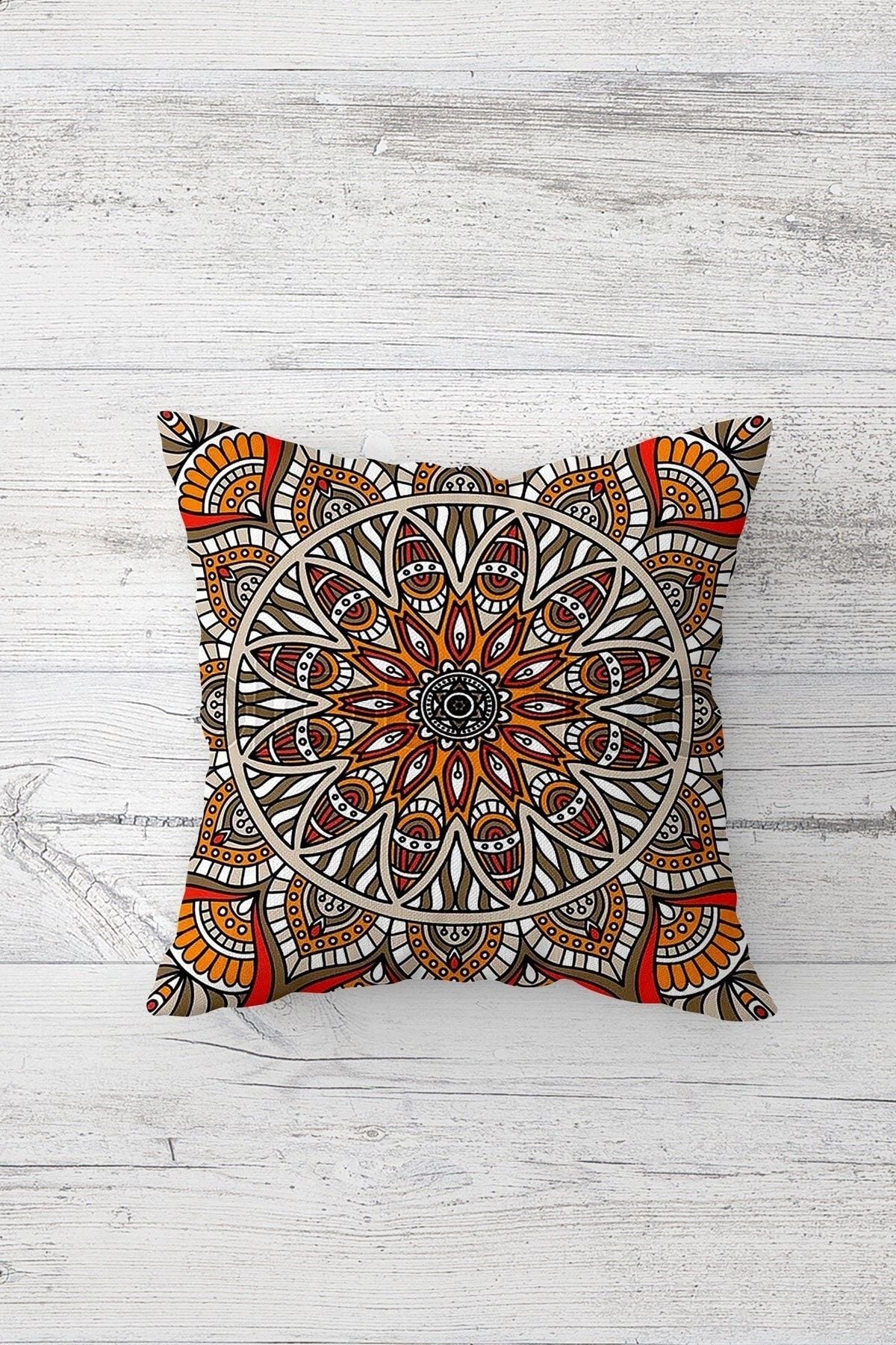 On The Clouds Ethnic Patterned Orange Hidden Zipper Cushion Cover Set (4 Pieces) 2