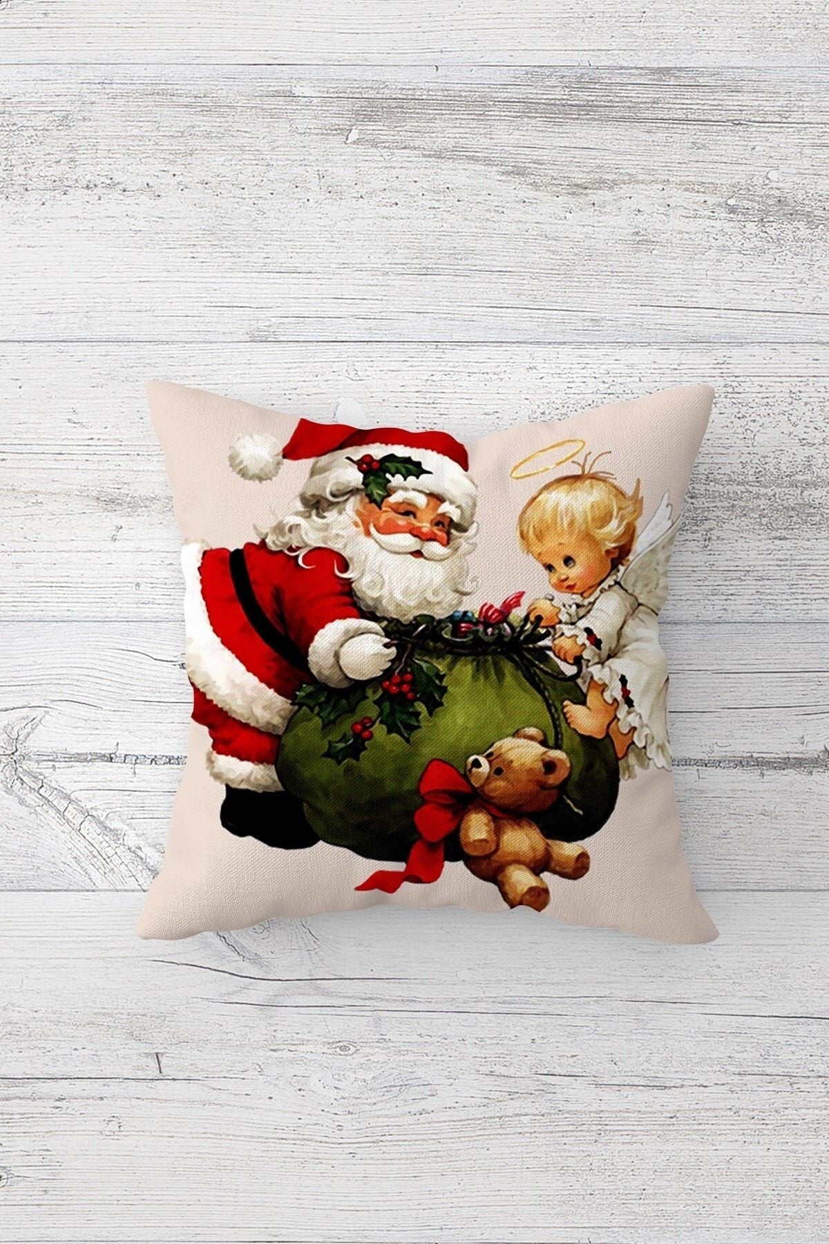 On The Clouds Noel Baba Christmas Cushion Cover Set (4 Pieces) 2