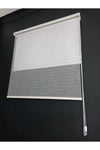 BUUT Double Mechanism Grey Stripe Pattern Tulle, White Polyester Roller Blind 8