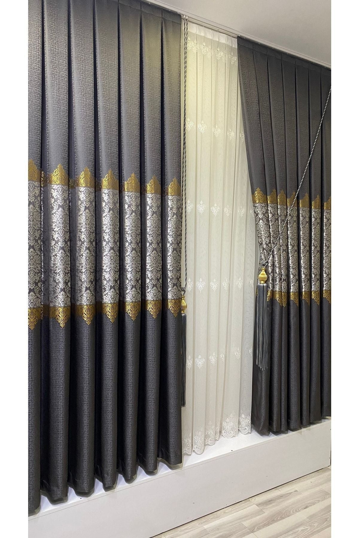 Fon Dünyası Pano Curtain Antrasit Gold (Single Panel) 2