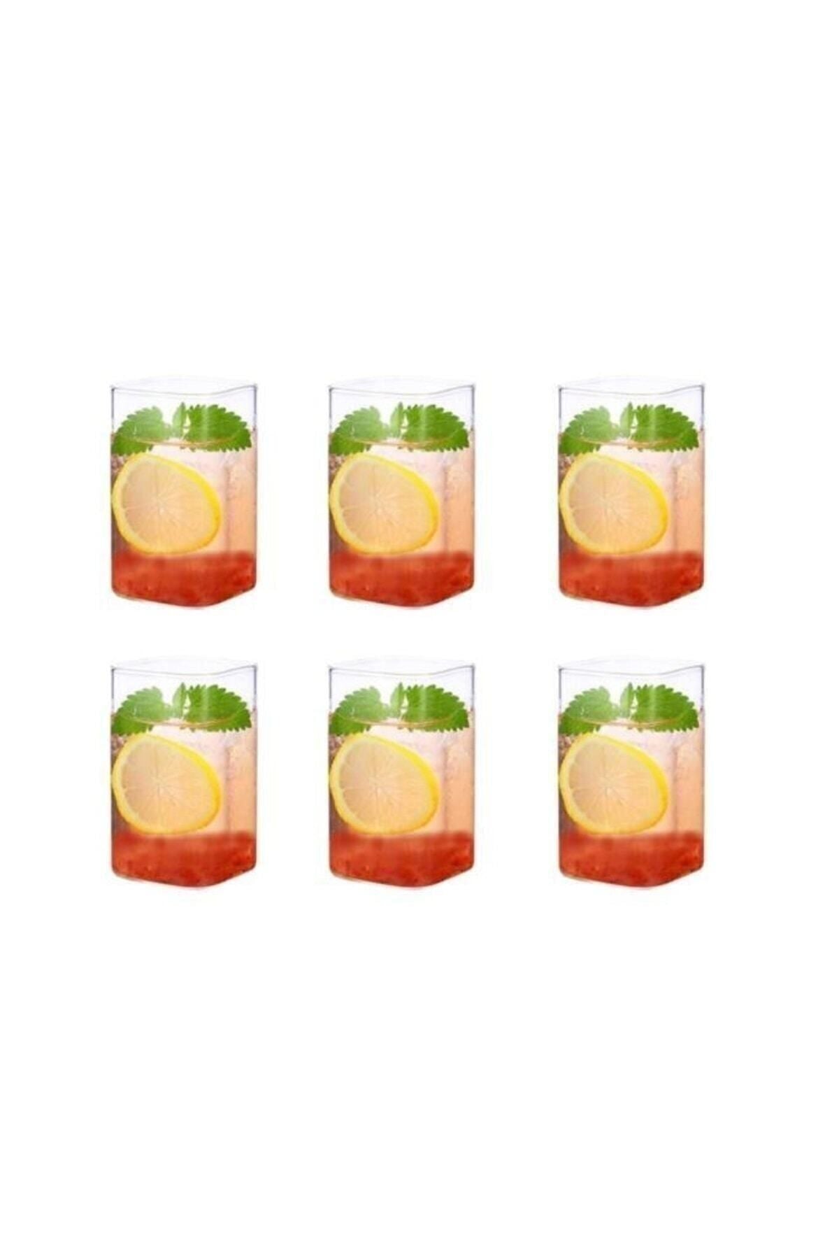 MİEN 6 Piece Rectangular Heat Resistant Borosilicate Trend Beverage Glass Square Cup 5