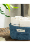 English Home Quadro Cotton 4-Piece Hand Towel Set Cobalt Blue-Ecru 1