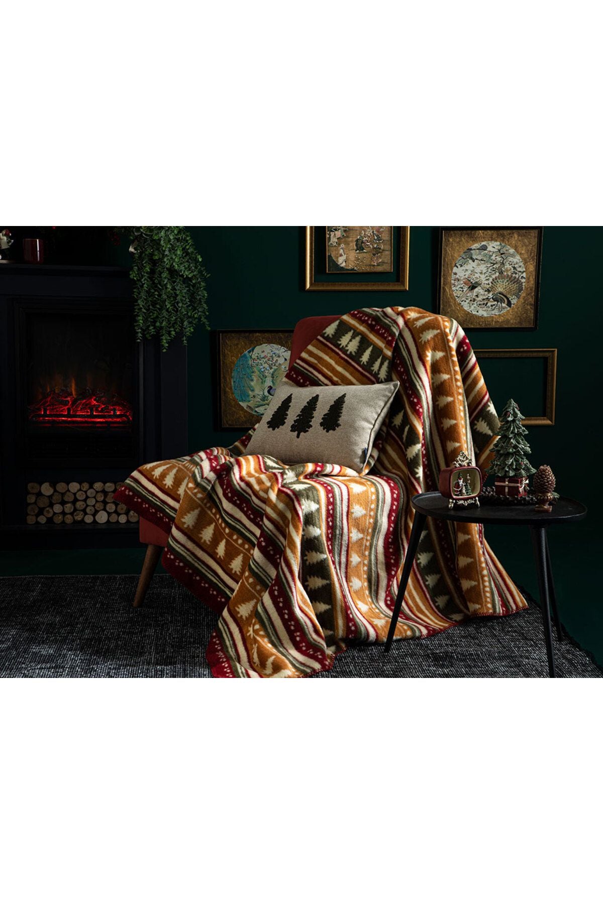 English Home Pines Acrylic TV Blanket 130x170 Cm Mustard 1