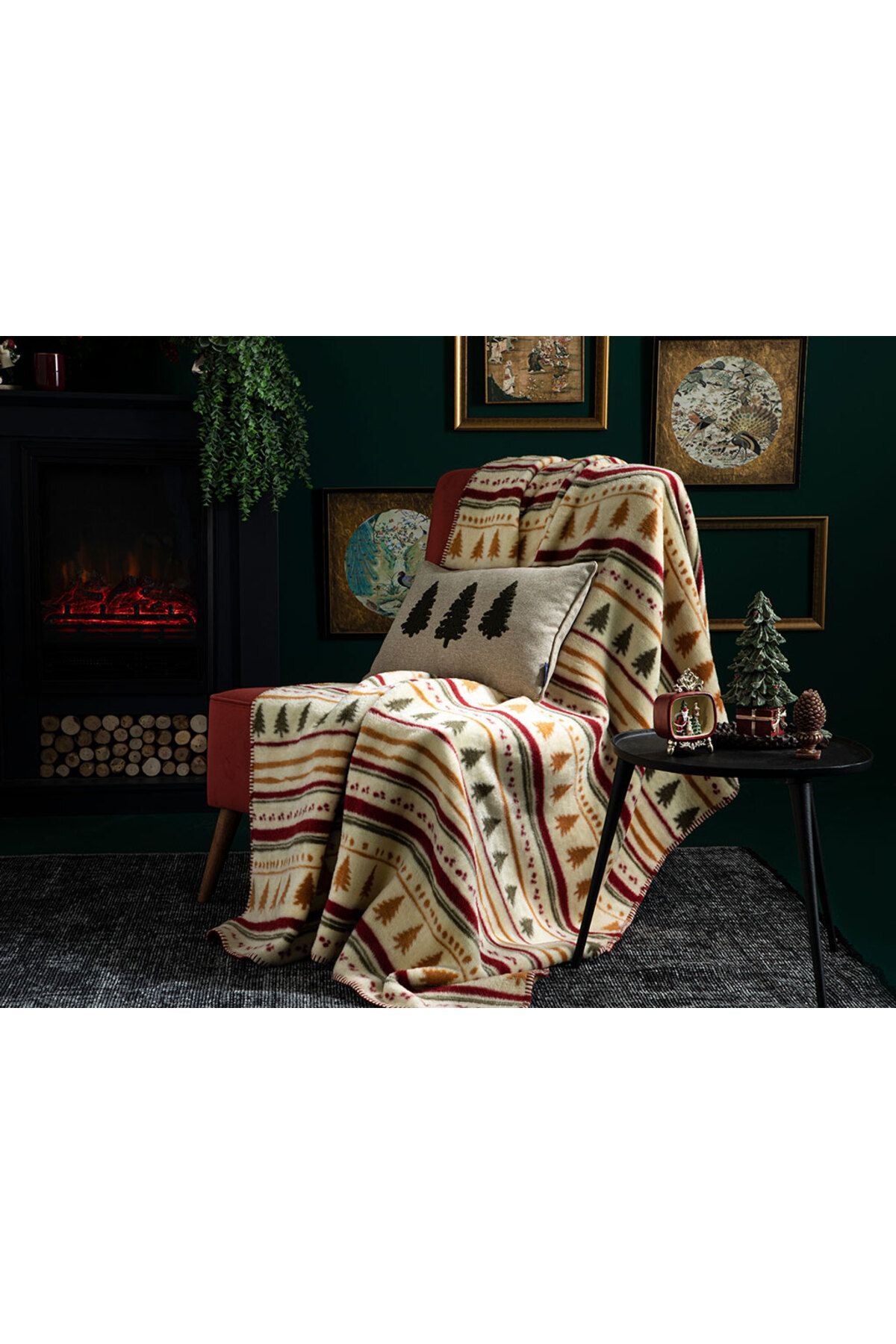 English Home Pines Acrylic TV Blanket 130x170 Cm Mustard 2