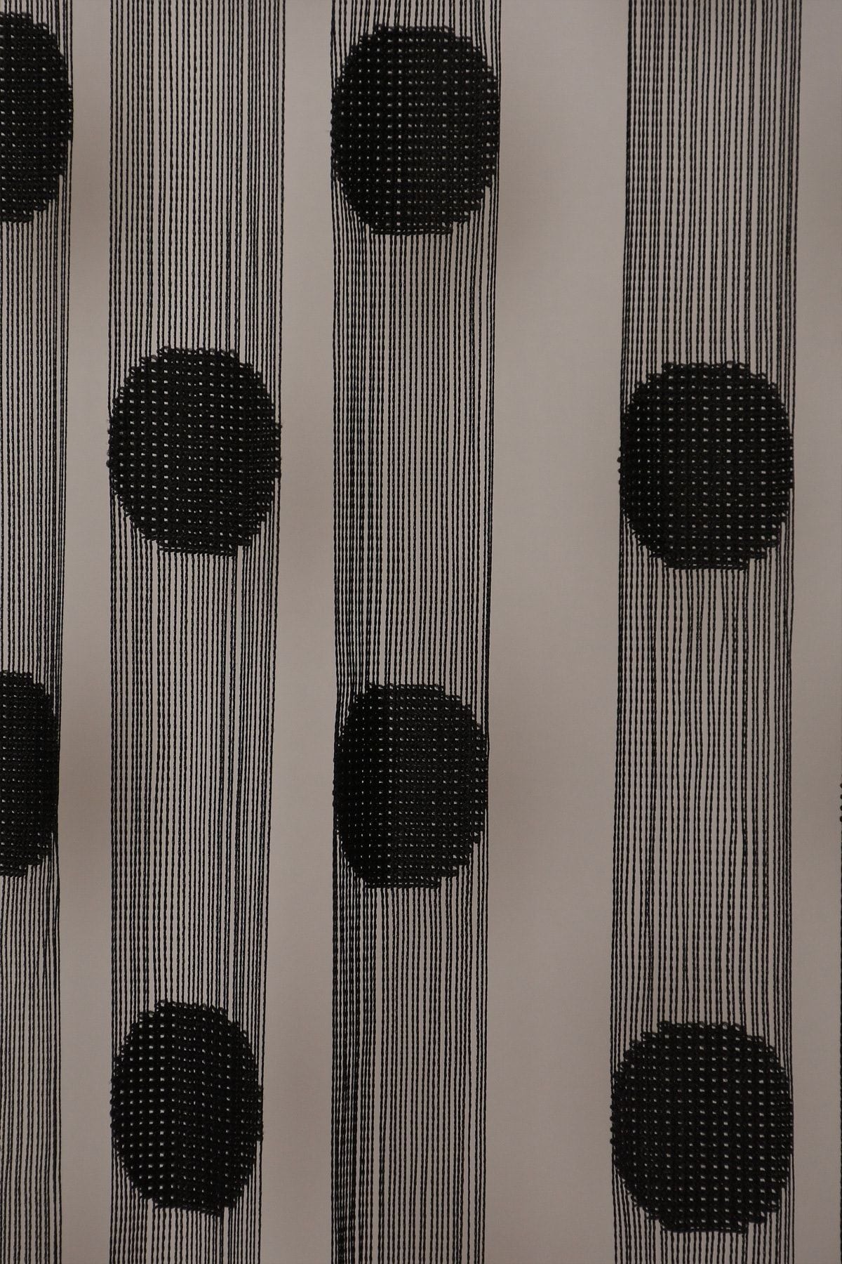 AKÇA TEKSTİL Polka Dot Model Black String Curtain Ready Sewn Buttons 300*270 Cm 2