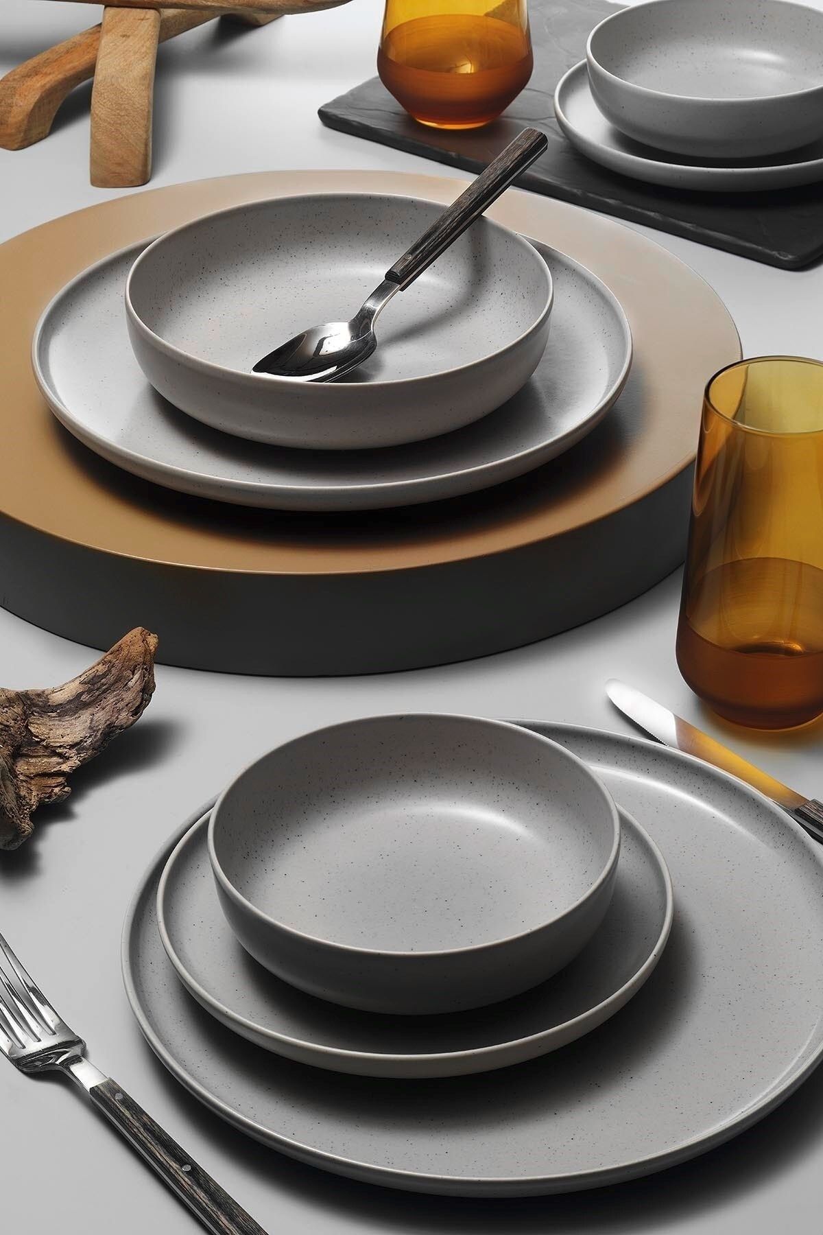 Kütahya Porselen Moderna 16 Piece 4 Person Dinner Set Gray 5