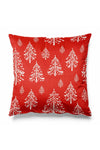 Pilloveland Red Background Christmas Tree Pattern Double-Sided Printed Suede Cushion Cover Christmas Noel 1