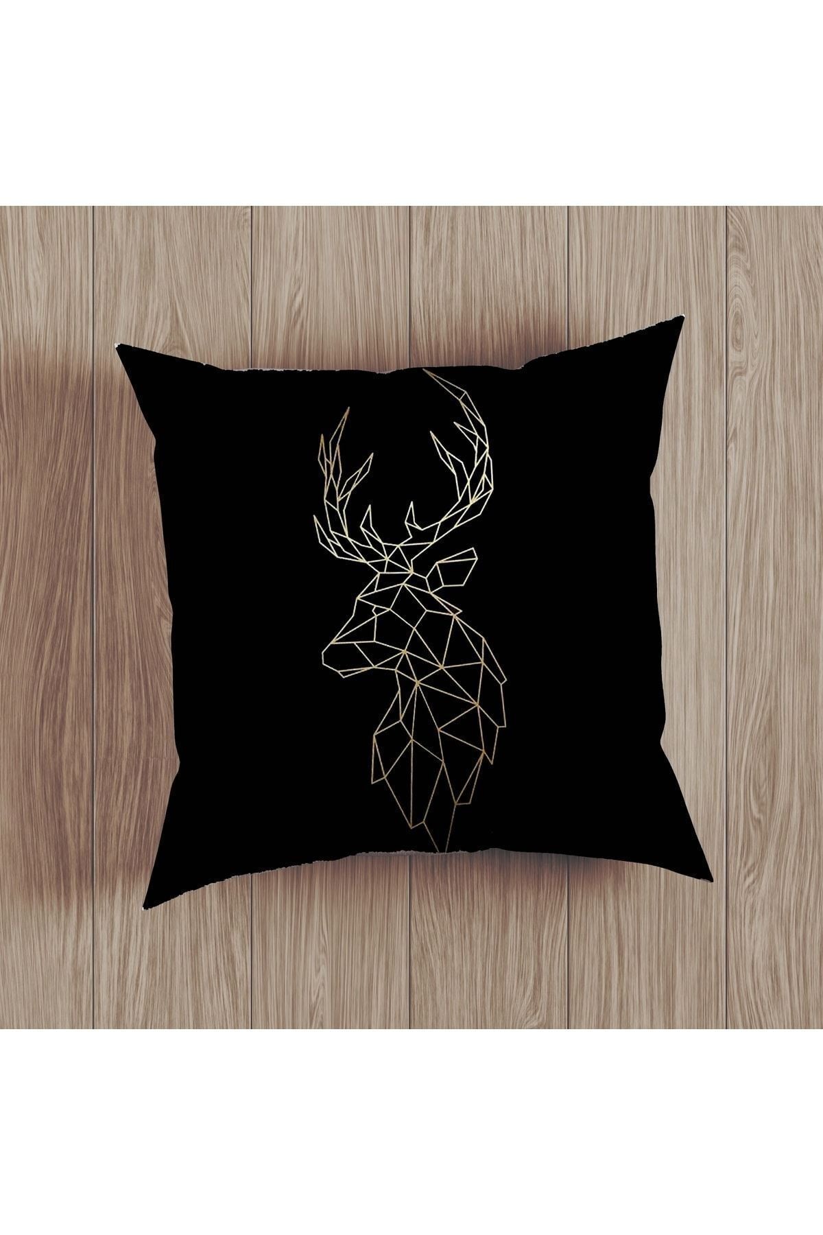 BY Fatih Concept Double-Sided Printed Black Wing And Deer Themed Special Design Decorative Pillow Case Set of 6 7