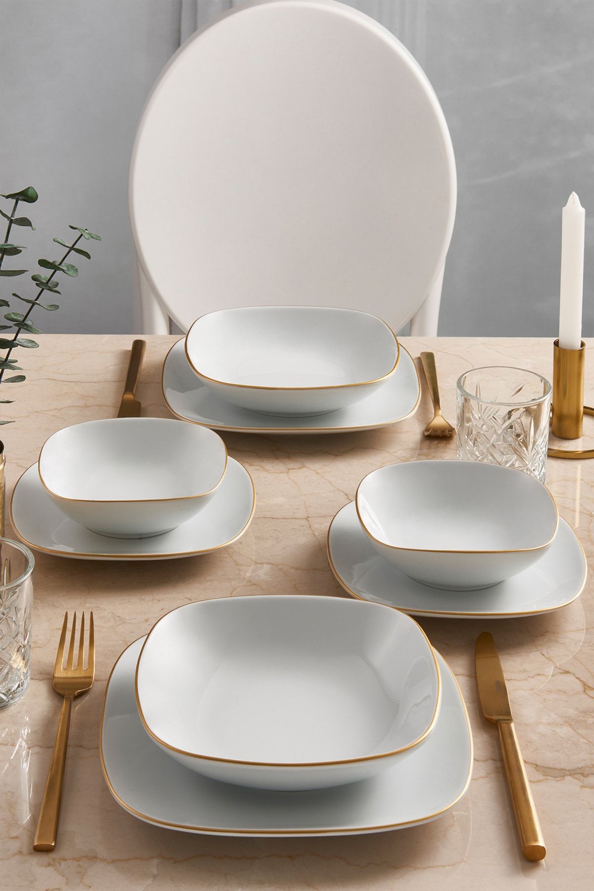 Güral Porselen Mimoza 24 Piece Dinner Set Gold 1