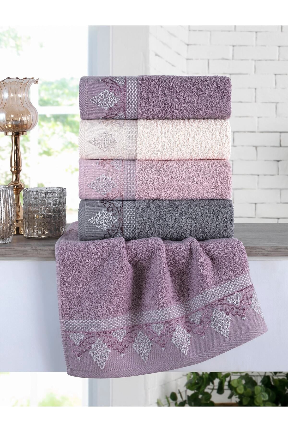 Binnur Home Damask 4-Piece 50x90 Cm Hand & Face Towel Set - Cotton 1