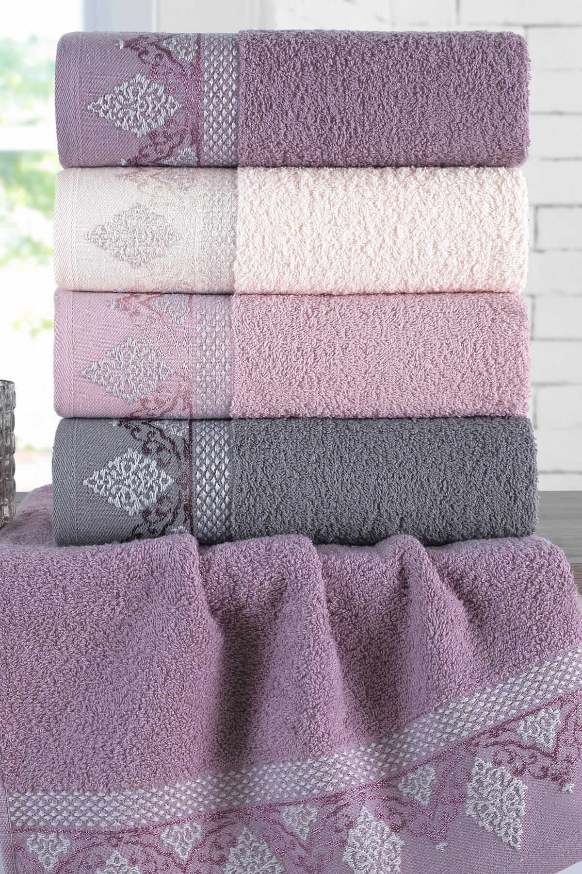 Binnur Home Damask 4-Piece 50x90 Cm Hand & Face Towel Set - Cotton 2