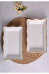 FBE HOME Serenade Service, Serving Plates Set of 2 White Color 1