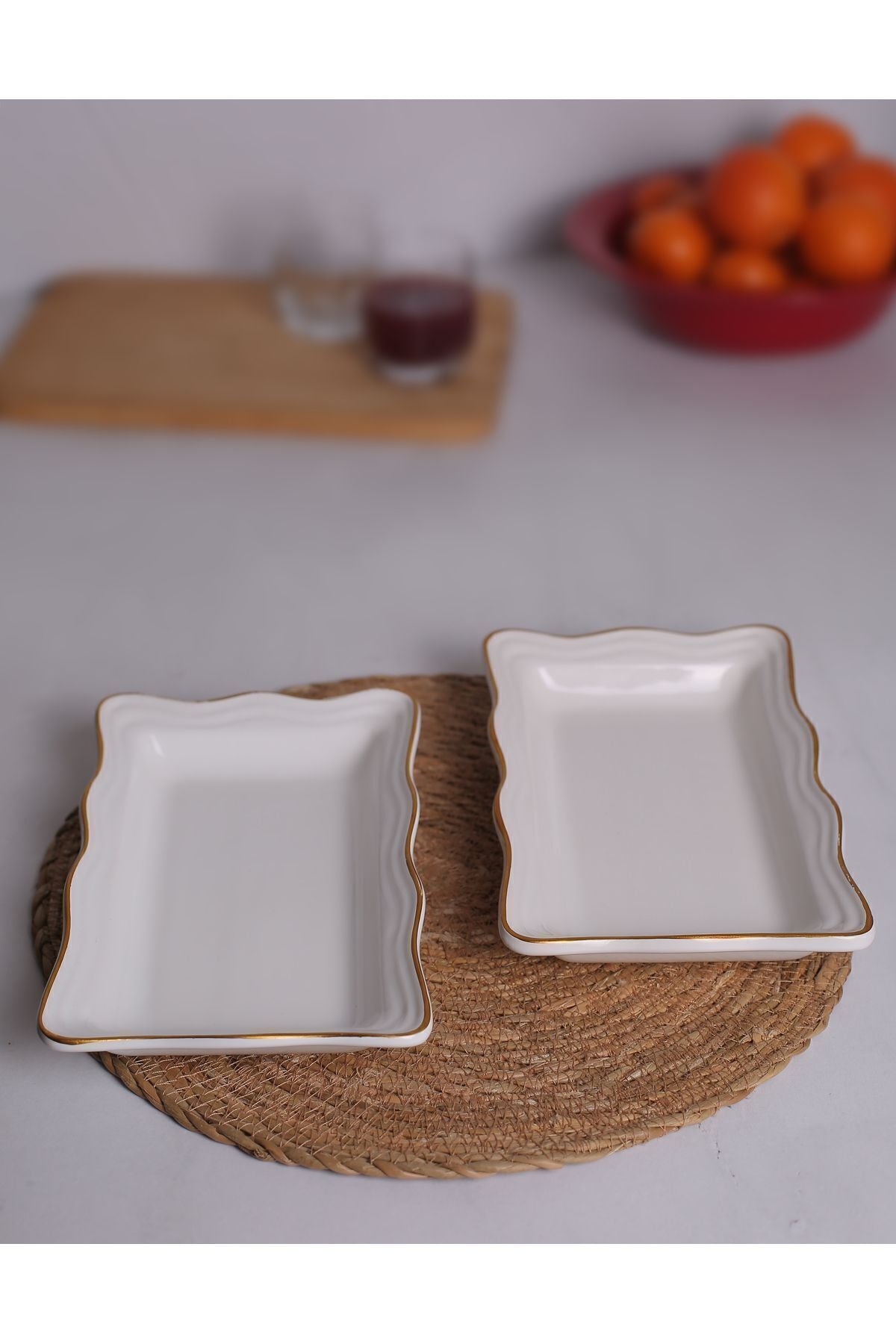 FBE HOME Serenade Service, Serving Plates Set of 2 White Color 4