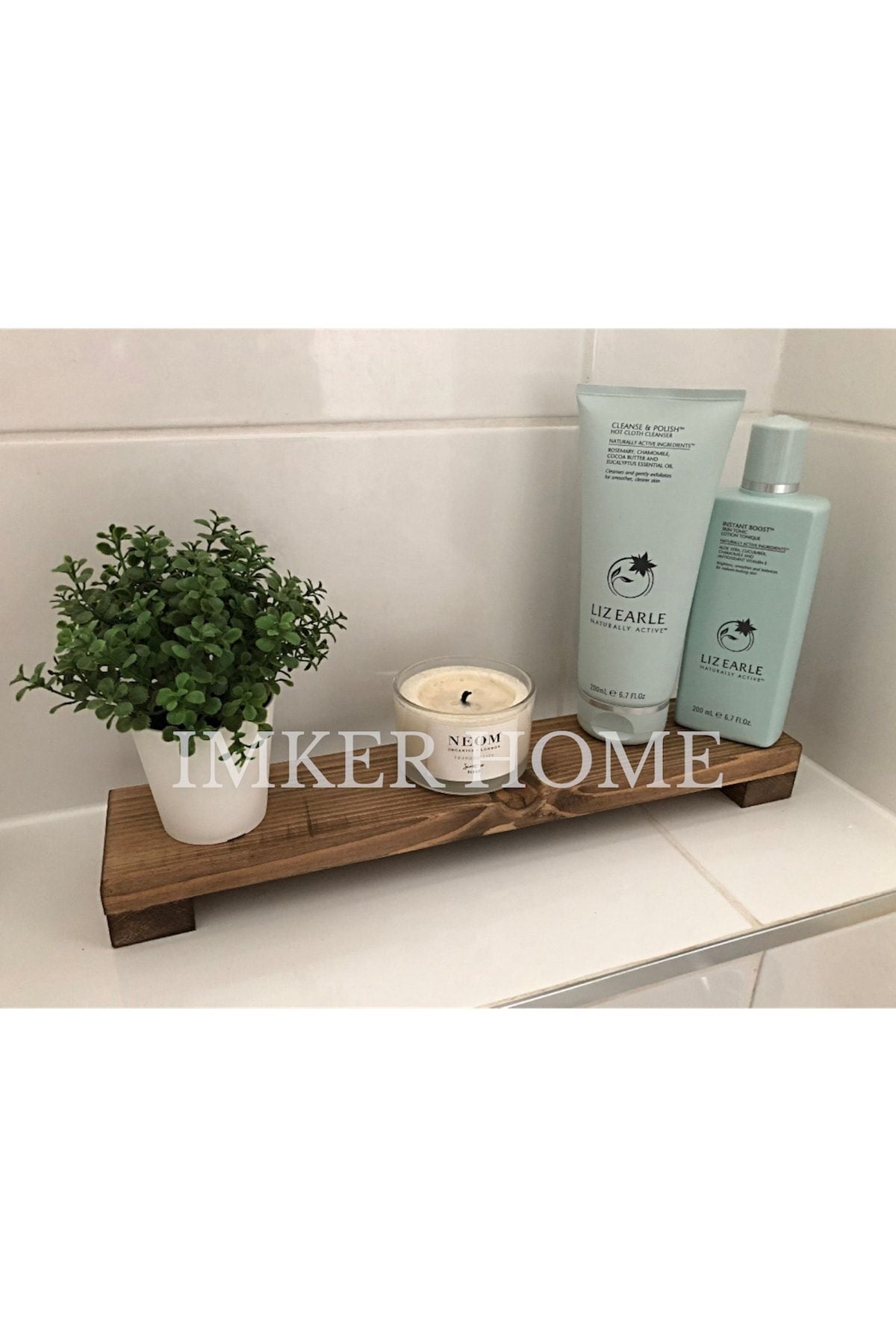 IMKER HOME Decorative Wooden Stand Presentation Board Kitchen Organizer Sauce Container Oil Dispenser Liquid Soap Holder 2