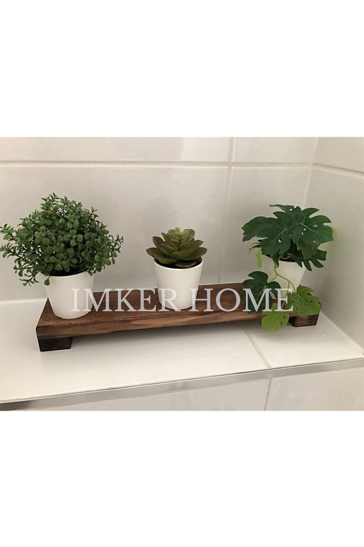 IMKER HOME Decorative Wooden Stand Presentation Board Kitchen Organizer Sauce Container Oil Dispenser Liquid Soap Holder 3